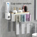 Soporte para Cepillos de Dientes de Montaje en Pared Fácil de Instalar con Vaso para Enjuague Bucal sin Taladrar - Organizador de Pasta Dental y Cepillos de Baño que Ahorra Espacio, Transparente, Juego de Soporte para Cepillos de Dientes 1pc