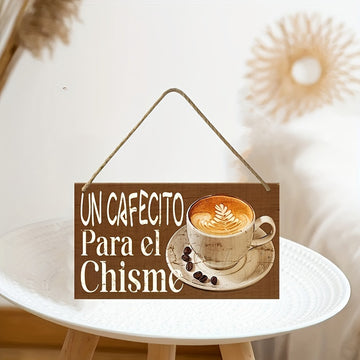 [Portátil Madera Decoración de Café] Cartel Colgante Portátil de Madera - Decoración de Café y Salón de Té Estilo Europeo Chic - No Necesita Energía, Sin Plumas, Decoración Moderna para el Hogar