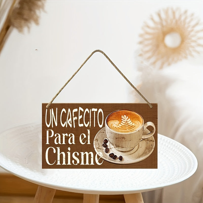 [Portátil Madera Decoración de Café] Cartel Colgante Portátil de Madera - Decoración de Café y Salón de Té Estilo Europeo Chic - No Necesita Energía, Sin Plumas, Decoración Moderna para el Hogar