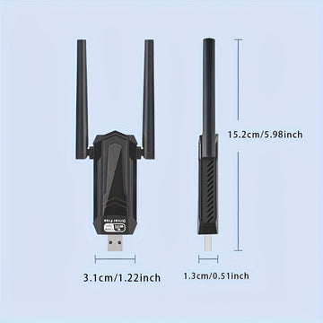Adaptador WiFi USB inalámbrico de 1300Mbps con antena de doble banda de alta ganancia integrada de 5dBi, adaptador de red inalámbrica de 5,8G/2,4G para Windows 7/8.1/10/11, Plug and Play, funcionalidad de WiFi instantáneo y punto de acceso móvil.