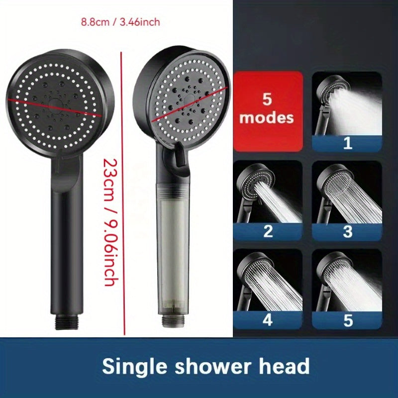 Cabezal de ducha portátil de 5 modos de alta presión, plástico PPSU, ajustable a 5 velocidades, potente filtración de agua, accesorio de baño multiexperiencia