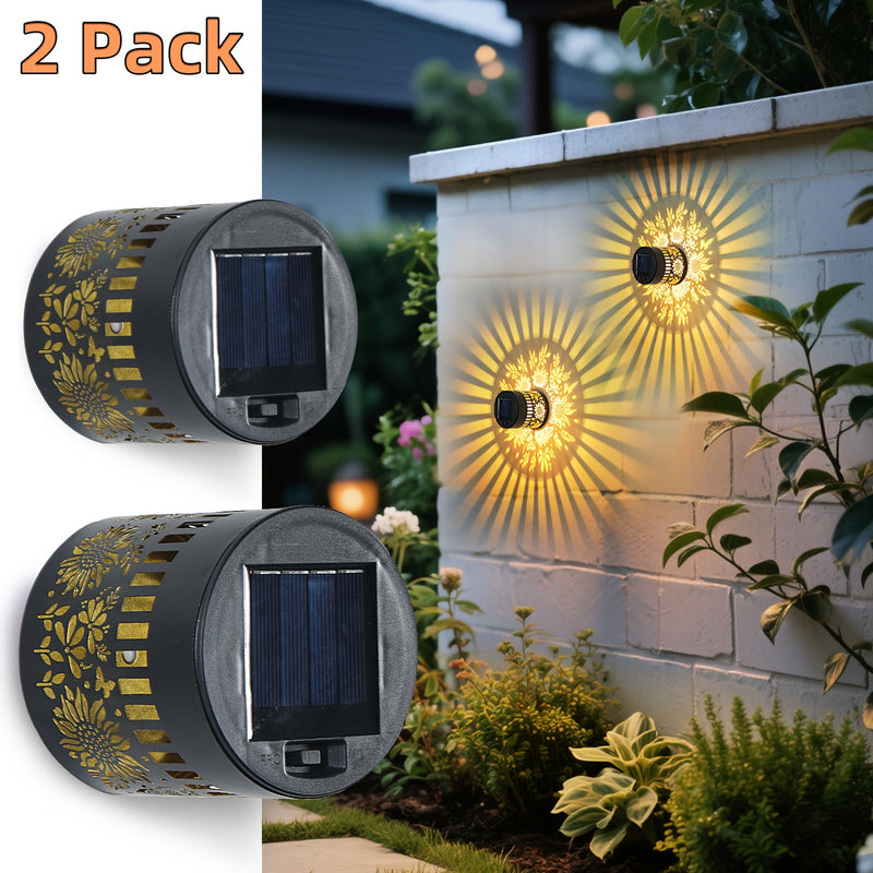 2 Piezas de Faroles Solares para Exteriores, Luces Metálicas Tema Girasol para Jardín, Patio y Cercado, Decoración Exterior, Regalo Ideal para Mamá o Abuela