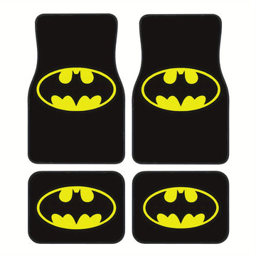 4 piezas de tapetes para auto de DC Batman de Warner Bros. - Antideslizantes, ajuste flexible para sedanes, camionetas, SUVs y vans - Protección interior elegante y mayor comodidad al conducir, diseño divertido, superficie antideslizante, vehículos famil