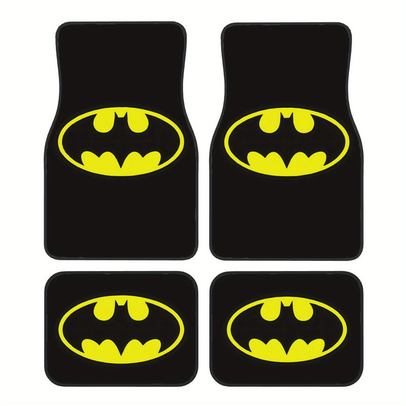 4 piezas de tapetes para auto de DC Batman de Warner Bros. - Antideslizantes, ajuste flexible para sedanes, camionetas, SUVs y vans - Protección interior elegante y mayor comodidad al conducir, diseño divertido, superficie antideslizante, vehículos famil