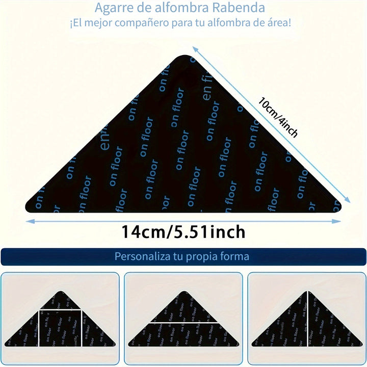 4/8/12pcs Alfombra grande lavable antideslizante adecuada para suelos de madera, cinta de alfombra lavable, alfombra adhesiva de doble cara, material PET duradero muy adecuado para accesorios de alfombra de decoración del hogar, suelos de madera y alfomb