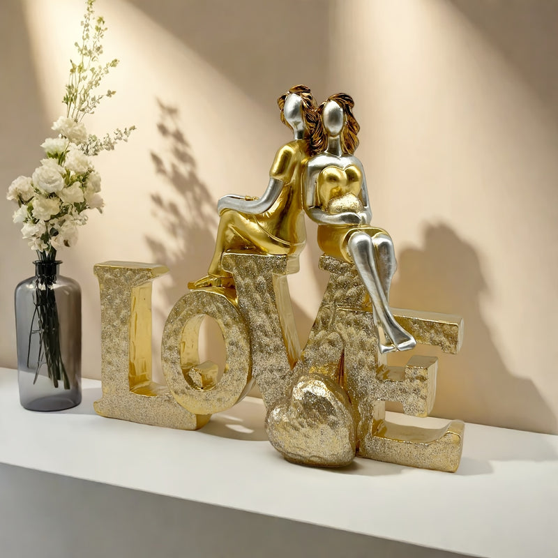 Figurita de resina de pareja con amor - Decoración romántica para el Día de San Valentín, aniversarios, bodas y más - Regalo perfecto para los seres queridos - Uso interior/exterior - No se necesita electricidad, decoraciones de amor