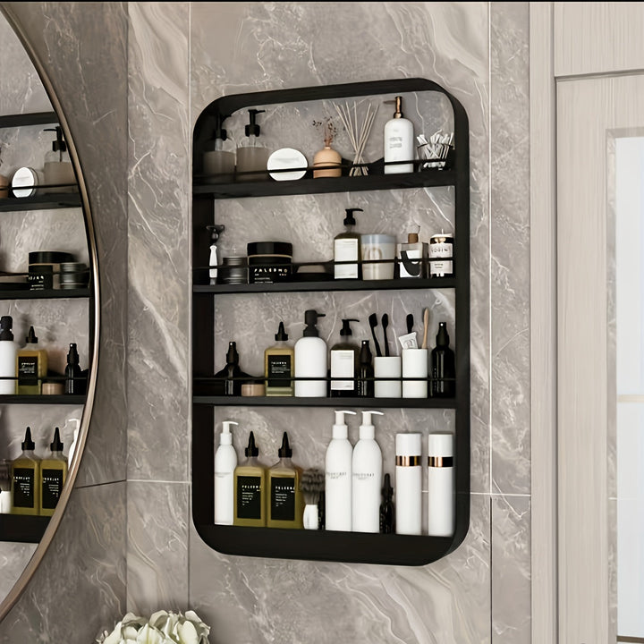 Estante De Almacenamiento Para Baño Montado En La Pared, Estantes De Baño Multifuncionales, Estante De Almacenamiento De Cosméticos, Organizador De Maquillaje, Accesorios De Baño, Almacenamiento Y Organización De Baño