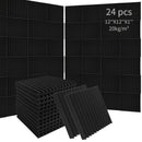 Conjunto de 24 Paneles Aislantes de Sonido Acústico de Alta Densidad, 30.48cm x 30.48cm x 2.54cm Azulejos de Espuma Ignífuga para Estudio, Dormitorio, Sala de Conferencias, Cine en Casa y Sala de Juegos - Mejora la Absorción del Sonido y Seguridad contra
