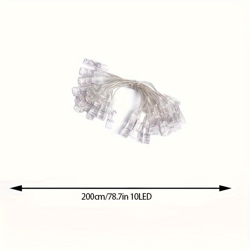 1 juego de luces decorativas de 1.5 m/2 m con clips para fotos, luces de hadas a pilas, luz cálida para dormitorio, pared, patio, fiestas de Halloween, Navidad, bodas y Ramadán