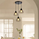 1pc Lámpara Colgante de 3 Luces de Inspiración Industrial, Base E27, Metal Negro con Diseño de Jaula Geométrica - Ideal para Cocina, Comedor, Bar, Iluminación de Dormitorio (Bombillas No Incluidas), Decoración de Cocina