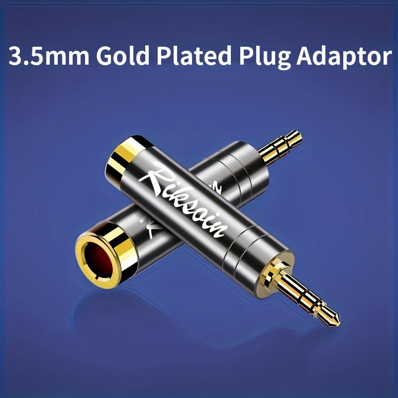Adaptador de 3,5 mm a 6,5 mm de Riksoin, enchufe chapado en oro, reducción de ruido, accesorio musical universal para guitarra, piano digital, micrófono, altavoces, amplificador, aleación, gris, sin alimentación.