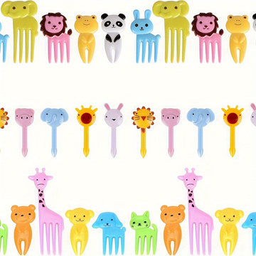 Juego de 36 piezas para decorar bento, tenedores mini de postre con diseño de animales, material plástico, para lonchera bento, regalo para fiestas