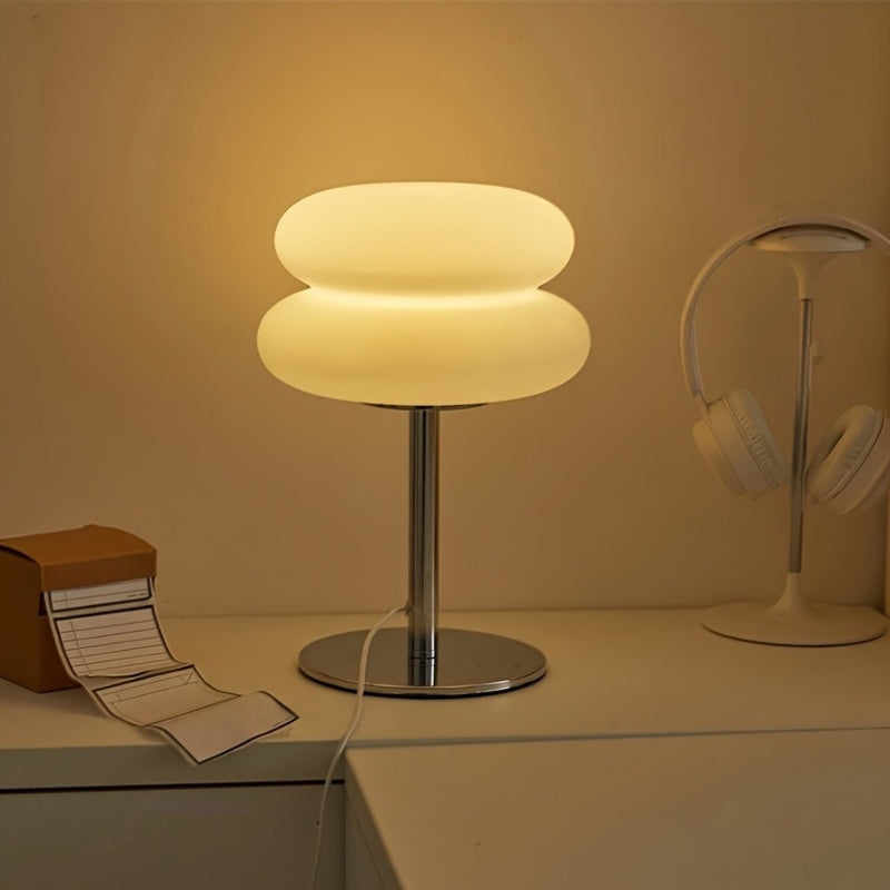 1 pieza de lámpara de mesa Macaron Hamburger - Luz ambiental con control de intensidad alimentada por USB con 3 modos de iluminación, luz blanca/natural/cálida, estilo Art Deco para sala de estar, dormitorio, oficina en casa - Ideal para mesitas de noche