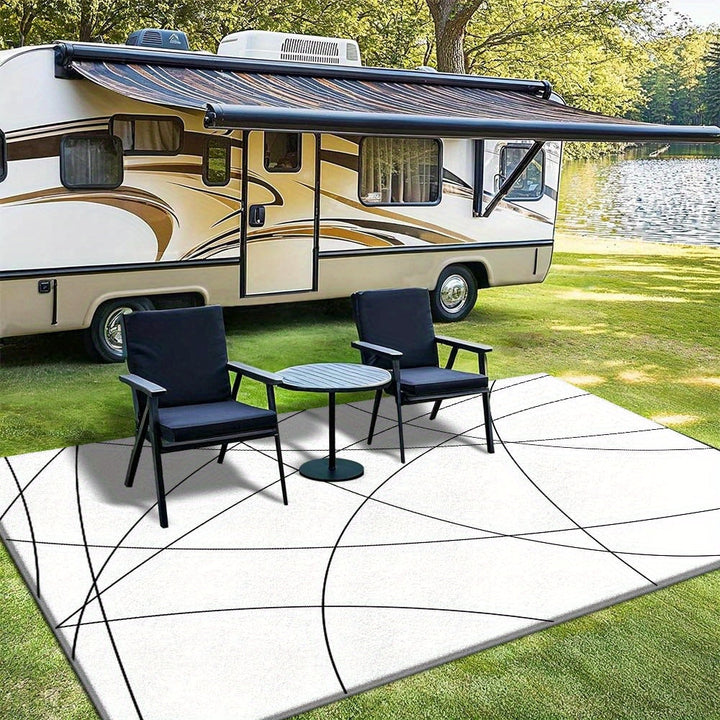 Alfombra de Camping Exterior de Poliéster Velvet 852gsm, Suave y Lavable a Máquina - Diseño Degradado Ultra-Suave para un Estilo Moderno, Antideslizante y Lavable, Ideal para Exteriores y Campamentos - Comodidad Lujosa en Crema para una Vida Relajada
