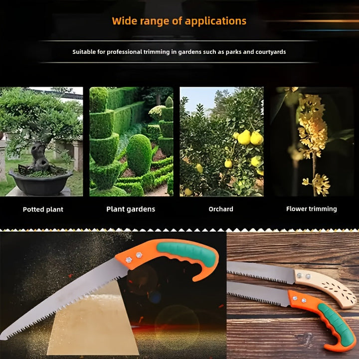 Sierra de Jardinería de Acero al Manganeso - Mango Ergonómico Portátil, Hoja Afilada para Cortar Árboles y Uso Doméstico, Sin Necesidad de Electricidad