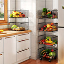 Carrito de cocina metálico resistente de 4 niveles con ruedas, organizador rodante de hierro fundido negro para despensa, garaje u oficina - Fácil armado, sin necesidad de herramientas, organizadores y almacenamiento de cocina