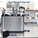 1 pieza, soporte de cubiertos de acero inoxidable - Resistente a la herrumbre, duradero, compartimentos independientes para tenedores, cuchillos, cucharas y palillos - Organizador de utensilios de cocina moderno, ideal para regalos, estante de cocina