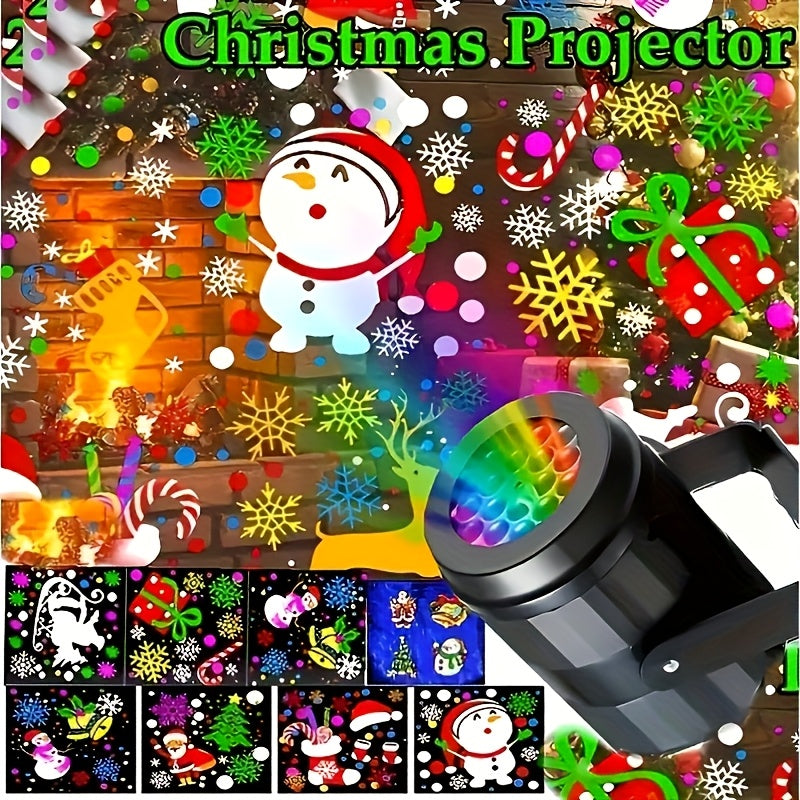 16 Luces de proyección dinámicas de escenas navideñas - Lámparas LED vibrantes para pared con copos de nieve, renos y más - Alimentación por USB, montaje semiempotrado para fiestas, bodas y decoración navideña, adornos para Navidad
