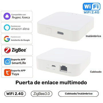 Tuya Zigbee 3.0 Mini Smart Home Hub Gateway - Puente de malla WiFi multimodo, compatible con Alexa y Google Assistant, alimentado por USB, sin pantalla, para automatización de oficinas y hogares - Blanco