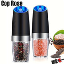 Molinillo de Pimienta Rosa Policía, Molinillo de Sal Marina para el Hogar, Molinillo de Especias Ajustable Eléctrico, Triturador de Pimienta Reutilizable, Utensilio de Cocina, Grano Ajustable, Luz LED Alimentada por Batería, Operación Automática con Una