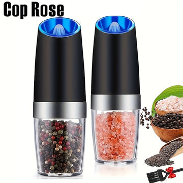 Molinillo de Pimienta Rosa Policía, Molinillo de Sal Marina para el Hogar, Molinillo de Especias Ajustable Eléctrico, Triturador de Pimienta Reutilizable, Utensilio de Cocina, Grano Ajustable, Luz LED Alimentada por Batería, Operación Automática con Una