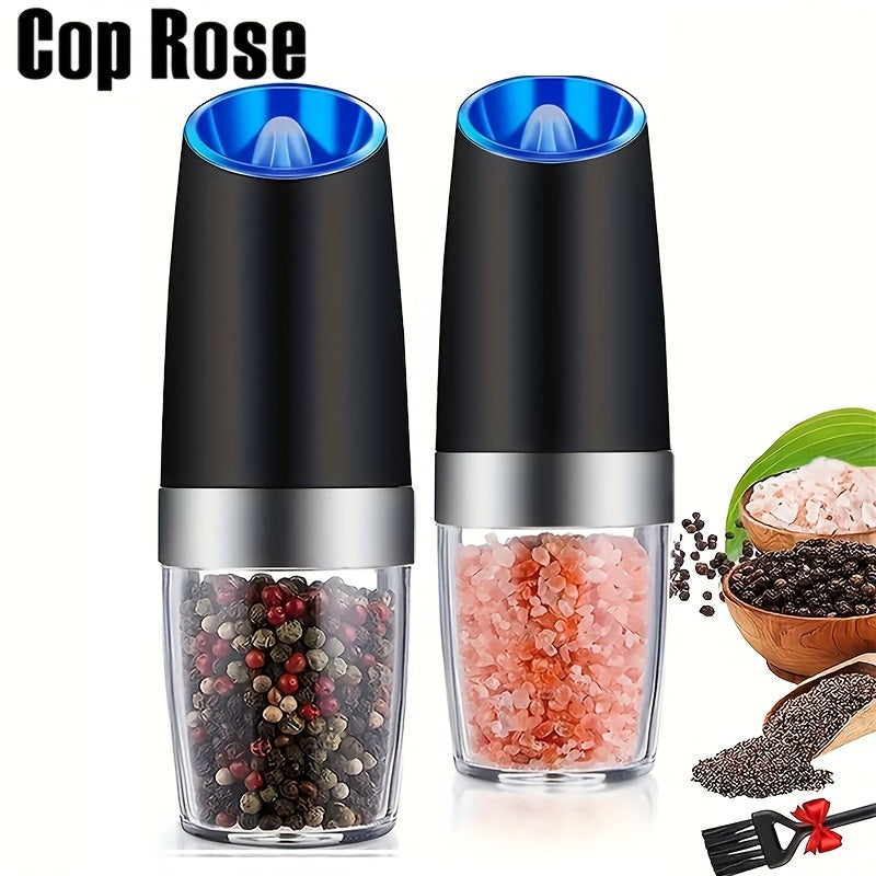 Molinillo de Pimienta Rosa Policía, Molinillo de Sal Marina para el Hogar, Molinillo de Especias Ajustable Eléctrico, Triturador de Pimienta Reutilizable, Utensilio de Cocina, Grano Ajustable, Luz LED Alimentada por Batería, Operación Automática con Una