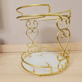 Un estante de hierro pintado al estilo nórdico para cosméticos y tazas de enjuague bucal, con estante de vidrio extraíble, adecuado para uso en tocadores, baños, fregaderos, comedores y cocinas.