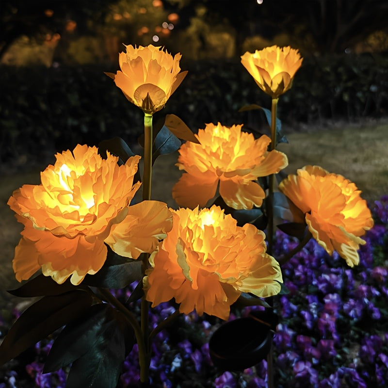 Lámpara Decorativa de Jardín con LED para Patio, Lámpara de Ambiente Impermeable Exterior, Lámpara de Flor Simulada de Peonía Solar para Decoración del Ramadán