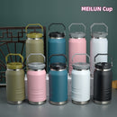 1pieza 1200ml / 40oz Gran Capacidad Taza de Viaje de Acero Inoxidable con Doble Capa de Aislamiento al Vacío con Asa y Caña, Duradera y Reutilizable, Ideal para Café con Hielo y Aventuras al Aire Libre, Taza de Viaje para Café