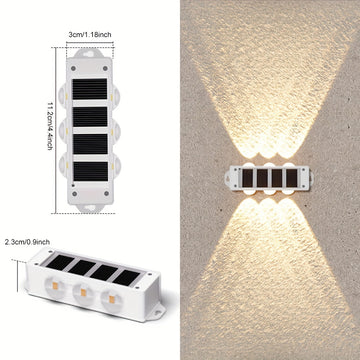 Luces solares para patio exterior (4 piezas/caja), luces de lavado de pared exterior, focos de paisaje para pared exterior de villa, luces decorativas de pared para ambiente