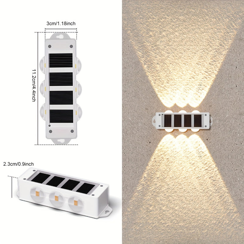 Luces solares para patio exterior (4 piezas/caja), luces de lavado de pared exterior, focos de paisaje para pared exterior de villa, luces decorativas de pared para ambiente