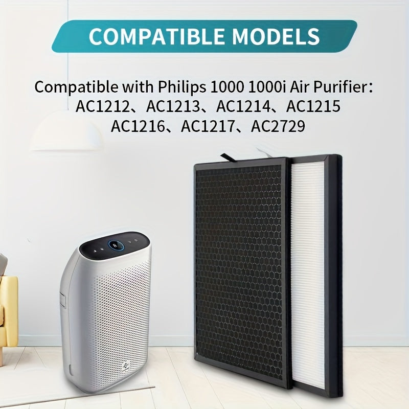 Juego de filtros de reemplazo FY1413/40 y FY1410/40 con carbón activo y HEPA, compatibles con la serie de purificadores Phil-lips 1000 1000i, reemplaza AC1214 AC1215 AC1217 AC2729.