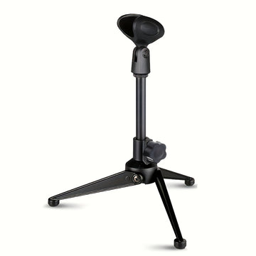 Soporte de micrófono de escritorio plegable y portátil con trípode, soporte para micrófono de escritorio, base triangular sólida, altura retráctil del soporte triangular, gran compatibilidad, adecuado para grabaciones, podcasts, transmisiones en vivo, co