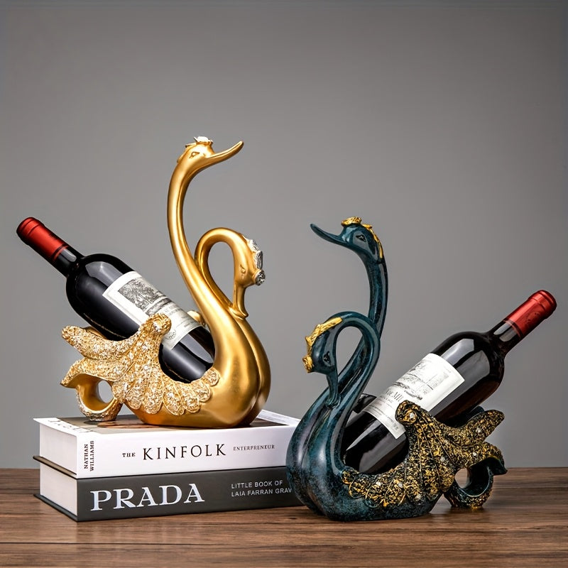 Adorno Creativo de Estante para Vino con Forma de Cisne Europeo, Almacenamiento de Lujo para Bar de Alta Gama, Soporte Decorativo para Botellas de Vino en la Mesa del Comedor