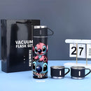Juego de termo de acero inoxidable de 17 oz con 2 tapas de taza reutilizables, taza de viaje multifuncional para bebidas calientes y frías, lavable a máquina, ideal para bebidas calientes y frías - Embalaje de regalo LHB03211