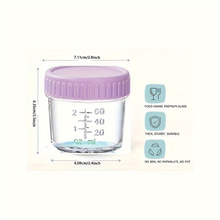 Juego de 6/12 piezas, Recipiente para Almacenamiento de Alimentos de Vidrio de 120 ml/4 oz, Reutilizable, Apto para Microondas, Lavavajillas y Congelador, Antifugas