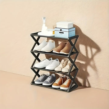 Organizador de zapatos ahorrador de espacio, 4 niveles - Diseño estable y apilable - Elegante soporte tejido de plástico para armario, garaje, entrada principal, adecuado para 30 personas en el hogar.