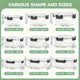 12 piezas de contenedores de almacenamiento de alimentos de vidrio con tapas - A prueba de fugas, microondas, horno y lavavajillas, cajas de almuerzo rectangulares reutilizables para preparación de comidas y organización del refrigerador.