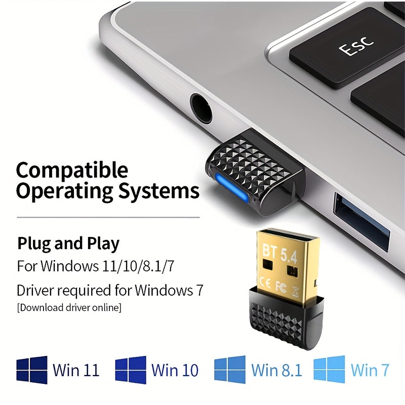 Adaptador de Red sin varillas USB 5.4, Doble Banda, Plug and Play para Windows 11/10/8.1/7, Compatible con USB-C/Laptops/Tarjetas/Mouse/Auriculares, Wi-Fi 5/4/3/2/1, Transferencia Rápida de Datos, Sin Necesidad de Fuente Externa, Teclado y Ratón Inalámbr