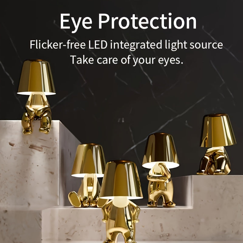 1 pza. Lámpara de escritorio moderna de oro y plata con puerto USB, luz nocturna LED ajustable de 3 vías para dormitorio, sala de estar, oficina.
