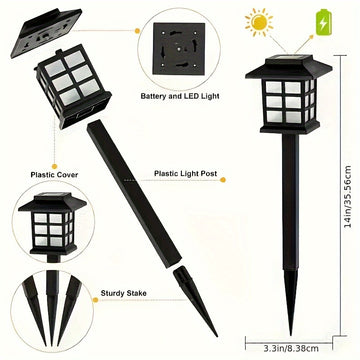 2 Paquetes, Luces Solares Cálidas/Blancas, Luces de Sendero para Jardín, Plugs de Piso para Césped, Paisaje, Acceso, Sendero, Decoración de Porche, Decoración de Patio Chino, Decoración de Terraza, Iluminación Solar, Luces de Paisaje Solares