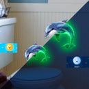 1pieza Luminous Dolphin Toilet Decal, PVC Autoadhesivo, 20x30cm, Decoración de Baño que Brilla en la Oscuridad, Luz Nocturna Reutilizable, con Cubierta de Inodoro Decorativa para el Hogar, Baño, Dormitorio