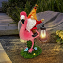 1pc Estatua de jardín de resina de flamenco con energía solar para Navidad con farol, decoración exterior de bajo consumo, control de conmutador, con batería de níquel de 80mAh, para exhibición festiva en interiores