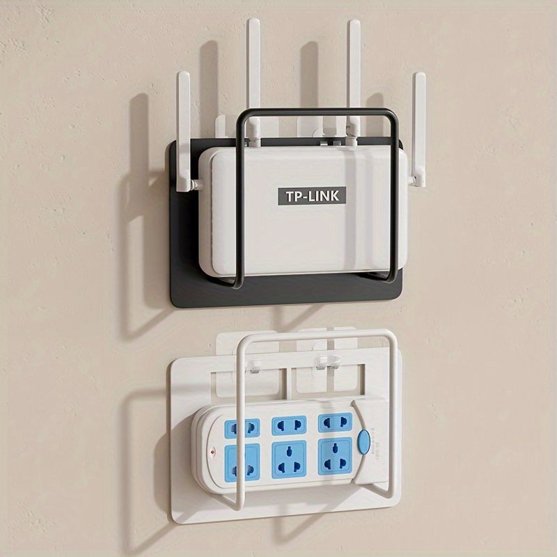 Soporte para Enrutador de Montaje en Pared sin Taladro de Fácil Instalación - Elegante Hierro Fundido Blanco, Estante de Almacenamiento Multiusos para Sala de Estar y Más, Colocación de Cajas, Estante Wifi, Estantes