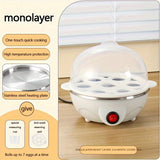 1 pieza de hervidor automático de huevos de capa única - Placa de cocción de acero inoxidable antiadherente, taza de medición anti quemaduras y almohadilla, 14cm de altura x 15cm de ancho, enchufe de 110V, cocción rápida, protección contra altas temperat