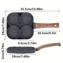 Sartén antiadherente de 4 orificios con recubrimiento de piedra Maifan - Mango de aluminio, ideal para huevos, panqueques y más - Solo lavado a mano, compatible con inducción, utensilios de cocina | Utensilios de cocina modernos | Cocina duradera