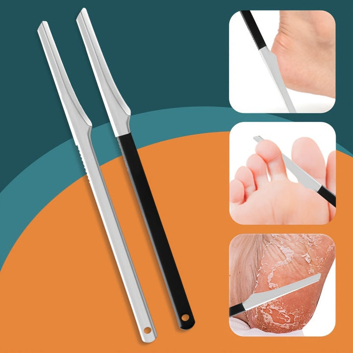 Tijeras de cuidado profesional para pies - Tijeras de pedicura y manicura de acero inoxidable de doble cara para la eliminación de, seco, ligero beige y pies encarnados - Herramienta exfoliante suave con kit de cuidado manual, no necesita energía, uso en