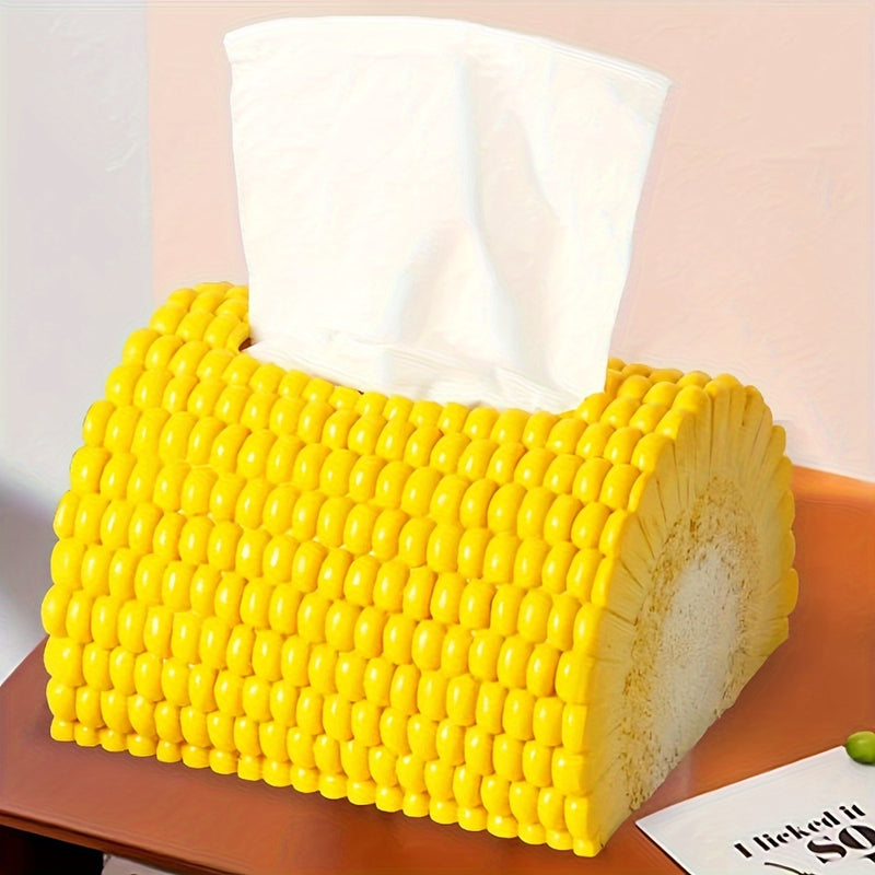 Soporte para Caja de Pañuelos con Forma de Maíz Único - Decoración Creativa para Sala de Estar y Mesa de Comedor, Plástico Duradero
