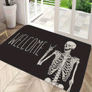 1 alfombrilla de entrada con diseño de calavera juguetón, ideal para fiestas de Halloween y decoración, hecha de poliéster negro, lavable en máquina, de 1 cm de grosor, 700 g/m². Perfecta para decorar tu hogar o negocio.