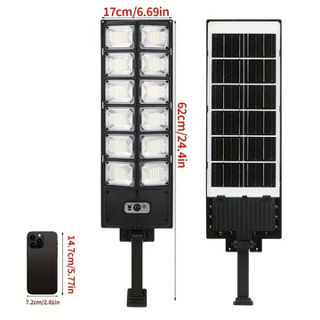 1 unidad de foco solar para jardín con 504 LED, luz exterior de pared con sensor de movimiento, montaje semiempotrado, 3 modos, batería de litio recargable, iluminación exterior para jardín, pared, garaje, porche - incluye hardware de montaje y control r